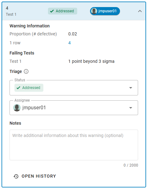 Verifying an Addressed Warning in JMP Live Verifying an Addressed Warning in JMP Live
