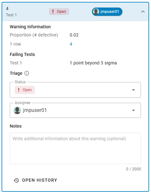 Assigning a Warning in JMP Live Assigning a Warning in JMP Live