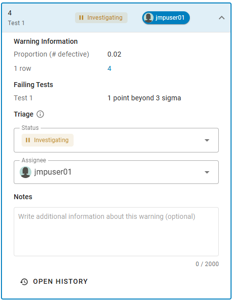 Triaging a Warning in JMP Live Triaging a Warning in JMP Live