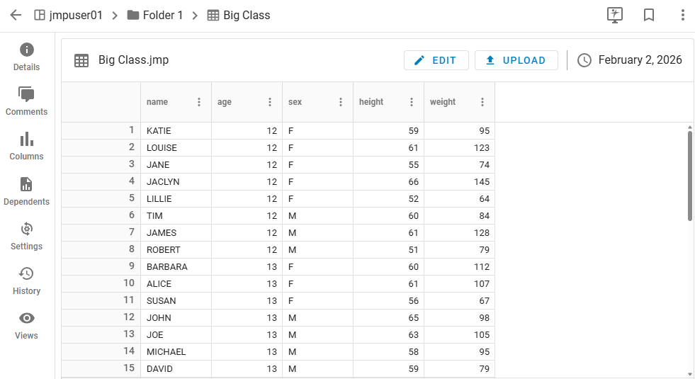 Example Data Table Example Data Table