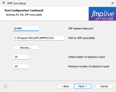 Configure JMP Settings