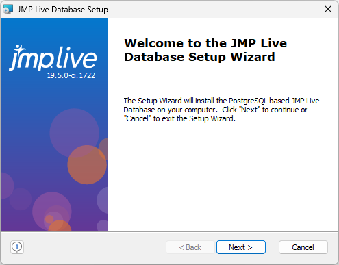 JMP Live Database Setup Wizard