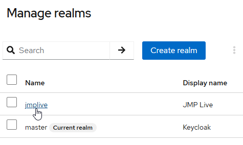 Select the jmplive Realm