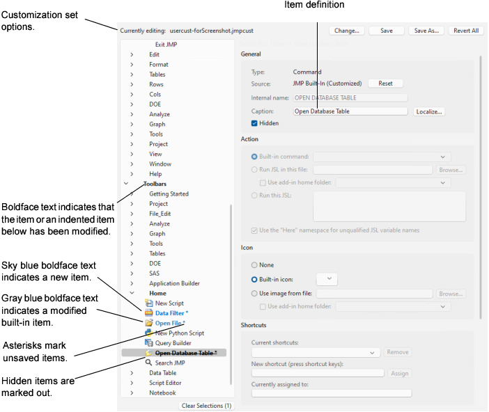 Menu Editor Options