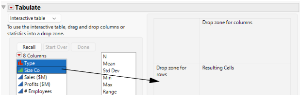 Dragging Columns to the Row Zone
