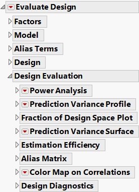 Evaluate Design Window That Shows All Possible Sections