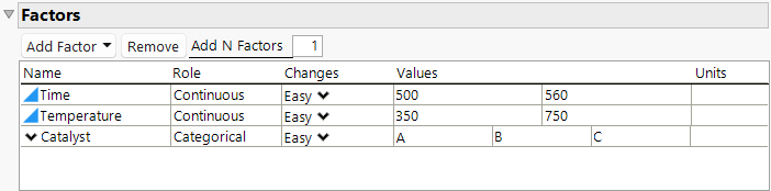 Factor Settings