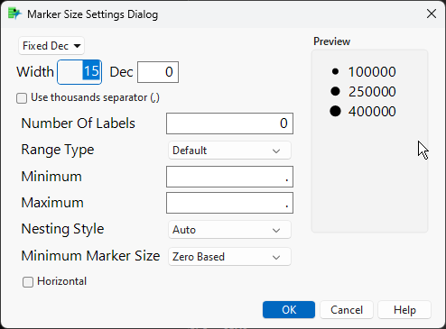 Marker Size Settings Window