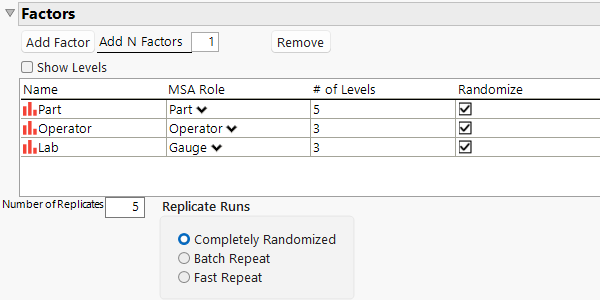 Factor Settings