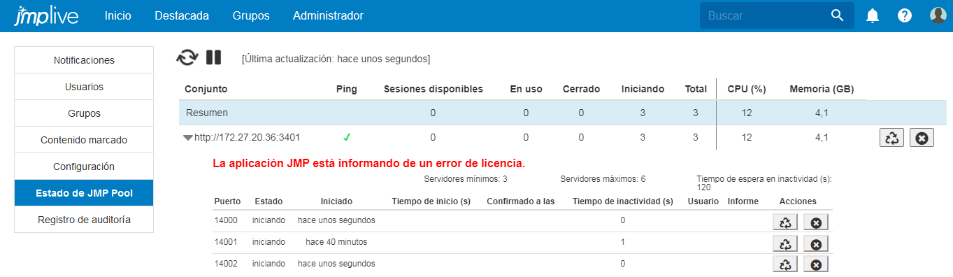 JMP Live Licensing Error Message