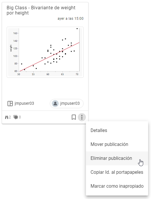 Eliminar una publicación Eliminar una publicación