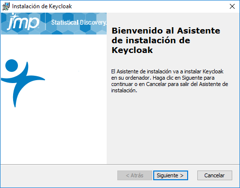 Ventana de bienvenida de Keycloak