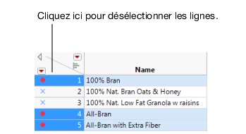 Désélectionner des lignes