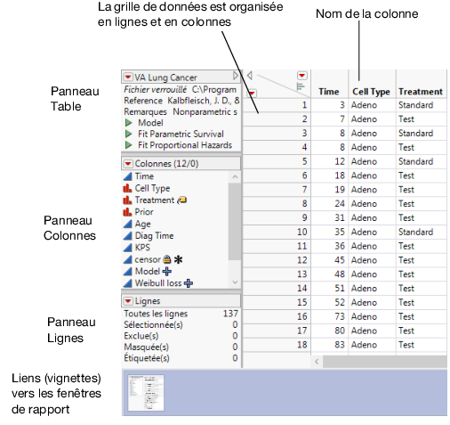 Une table de données