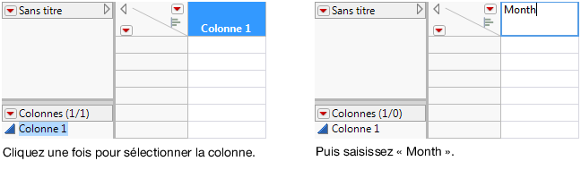 Saisir le nom d'une colonne