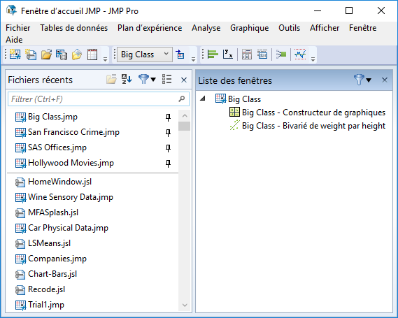 La fenêtre Accueil sous Windows