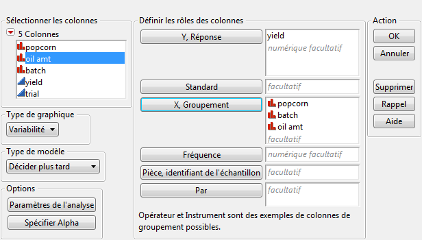 Fenêtre Graphe de variabilité
