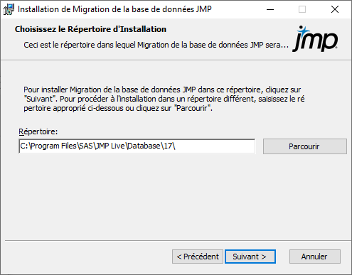 Spécifier le dossier d'installation