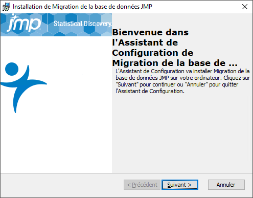 Assistant de configuration de migration de base de données JMP Live