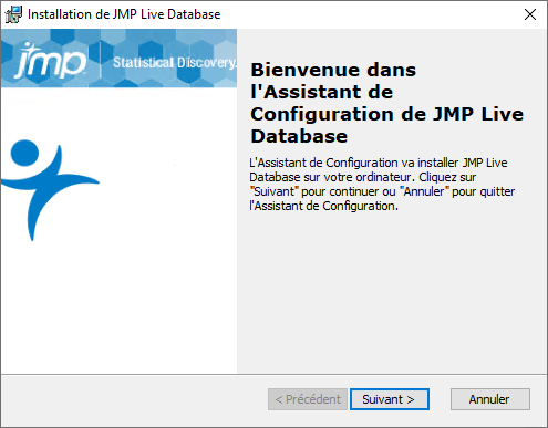 Assistant de configuration de la base de données JMP Live