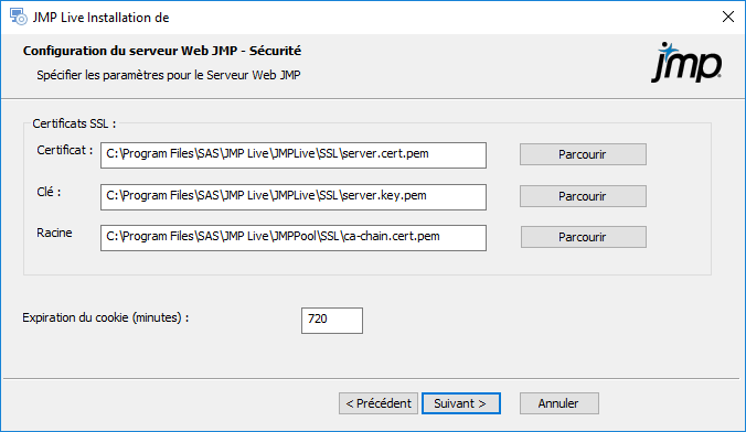Spécifier les certificats SSL