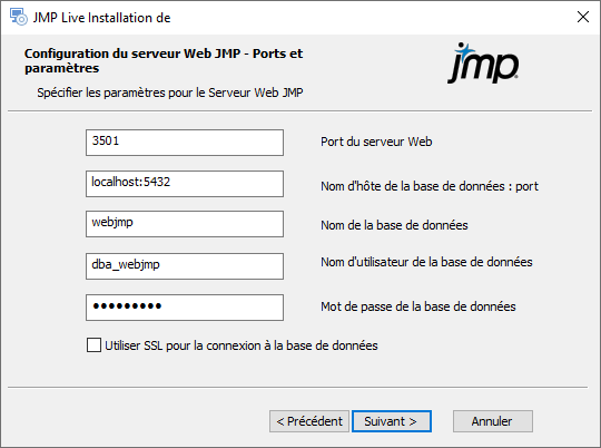 Specify Ports and Database Details