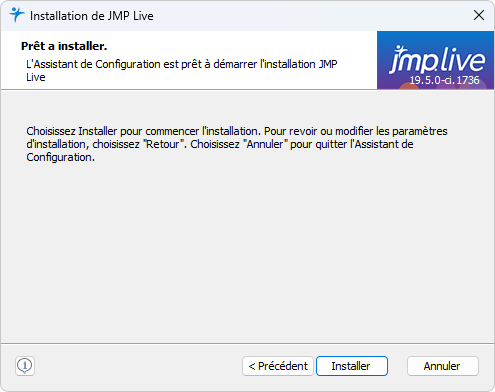 Start JMP Live Installation Start JMP Live Installation