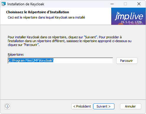 Specify the Keycloak Install Location Specify the Keycloak Install Location