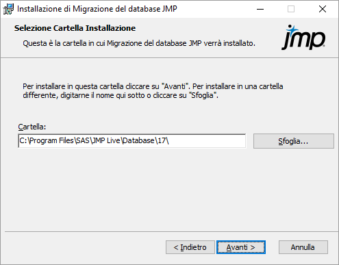 Specificare la cartella di installazione