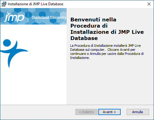 Installazione guidata del database di JMP Live