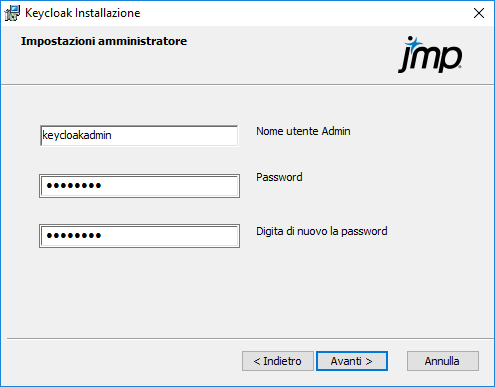 Impostazione dell'amministratore di Keycloak