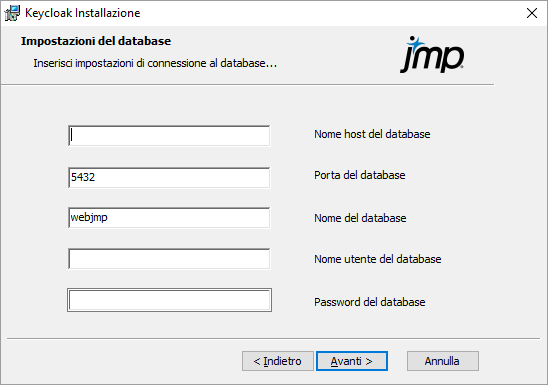 Configurazione dei parametri del database