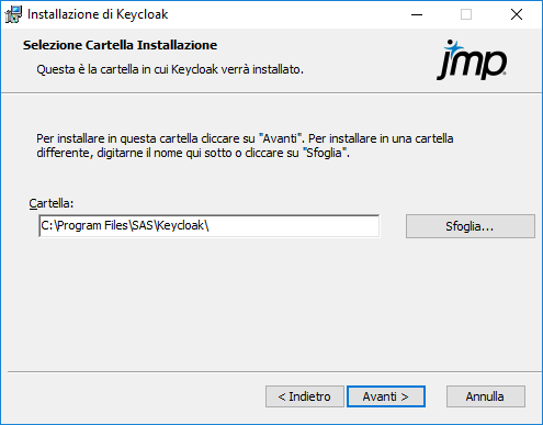 Specificare il percorso di installazione di Keycloak