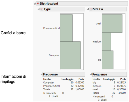Bar Charts of Type and Size Co