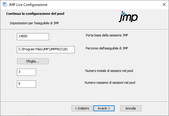 Configure JMP Settings