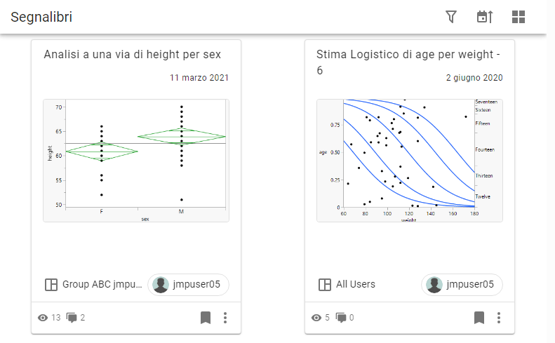Example of the Bookmarks Page