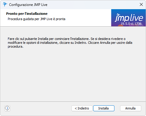 Start JMP Live Installation Start JMP Live Installation