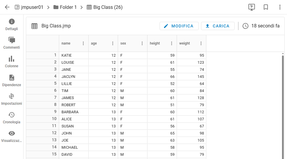 Example Data Table