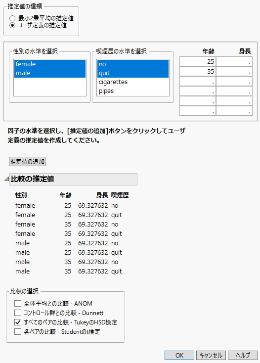 Populated Used-Defined Estimates Window