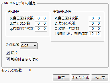 ARIMA Model Group Specification Window
