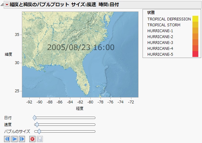 Bubble Plot of Katrina Data.jmp with Background Map