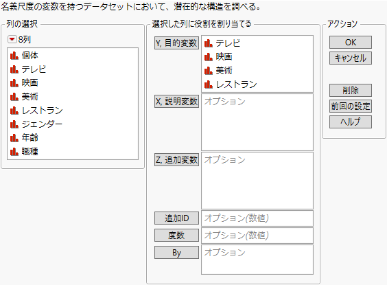 Completed Multiple Correspondence Analysis Launch Window