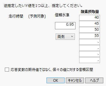 指定し終えた「逆推定」ウィンドウ