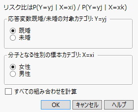 「相対リスクカテゴリの選択」ウィンドウ