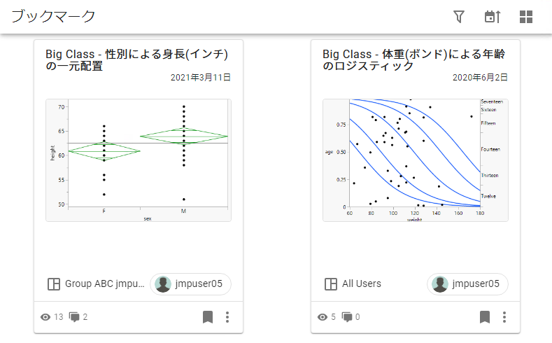 Example of the Bookmarks Page