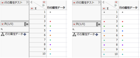 Table with No Row States (left) and Table with Row States (right)