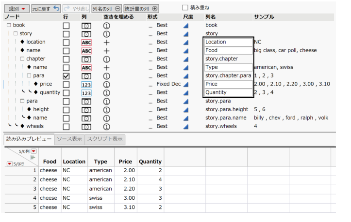 Renamed Columns in the Column Name Column