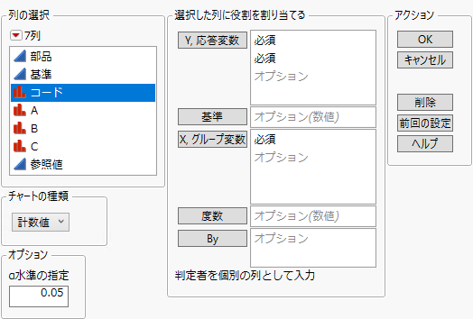 The Attribute Gauge Chart Launch Window