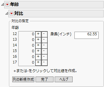 LSMeans Contrast Specification for age