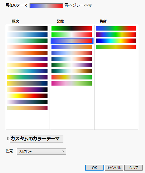 Continuous Color Themes Window